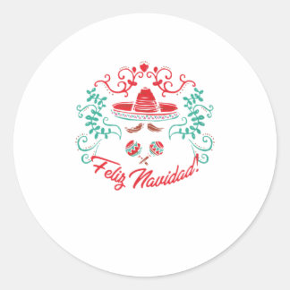 Santa Hat Sombrero Kerstmis Mexico Feliz Navidad Ronde Sticker