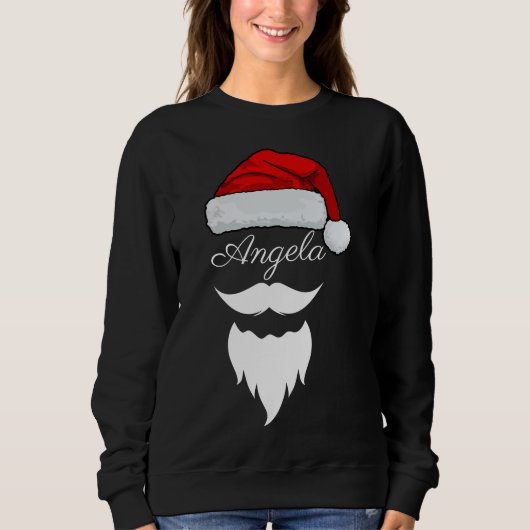  Santa Hat Split Monogram Shirt, Personalized Name Trui (Voorkant)