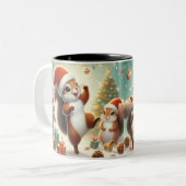 Santa Hat Squirrel Célébration Café Mug (Devant gauche)