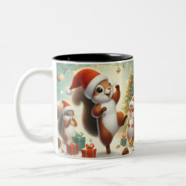 Santa Hat Squirrel Celebration Coffee Mok