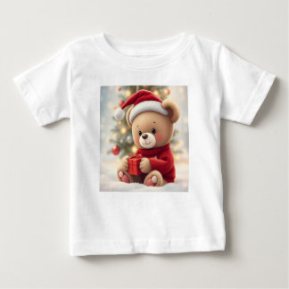 Santa Hat Teddy Bear Baby Shirt – Kerstcadeau