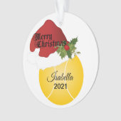 Santa Hat Tennis Design | DIY-naam Ornament (voorkant)