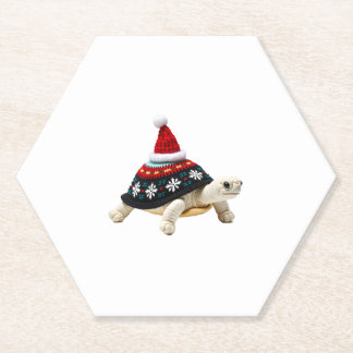 Santa Hat Tortoise - Vintage Sea Turtle Xmas Ugly  Kartonnen Onderzetters