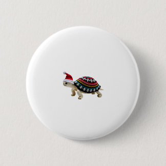 Santa Hat Tortoise - Vintage Sea Turtle Xmas Ugly  Ronde Button 5,7 Cm