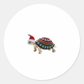 Santa Hat Tortoise - Vintage Sea Turtle Xmas Ugly  Ronde Sticker