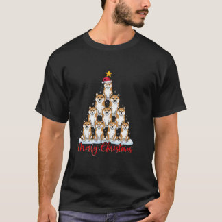 Santa Hat Ugly Xmas Funny Shiba Inu Dog Christmas T-shirt