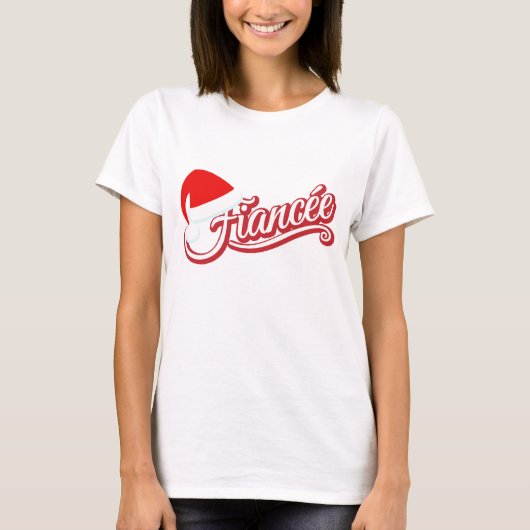 Santa Hat verloofde T-shirt wit (Voorkant)