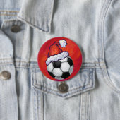 Santa Hat-Voetbal op rood Ronde Button 7,6 Cm (In situ)