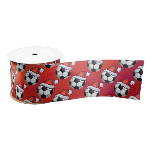 Santa Hat Voetbal Pattern op Red Lint (Spoel)