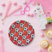 Santa Hat Voetbal Pattern op Red Papieren Bordje (Feest)