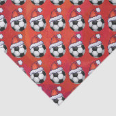 Santa Hat Voetbal Pattern op Red Tissuepapier (Detail)