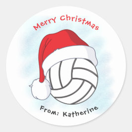 Santa Hat Volleyball Merry Kerstmis Ronde Sticker