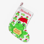 Santa Hat White Frog Cartoon Patroon Naam Novelty Kleine Kerstsok (Voorkant (Hangend))