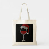 Santa Hat Wine Bling Kerstmis Rhinestone Bling Tote Bag (Achterkant)