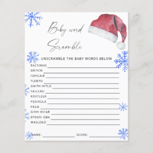 Santa hat - woord scramble baby shower spel