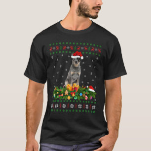Santa Hat Xmas lichtgevend Ugly Australian Cattle T-shirt