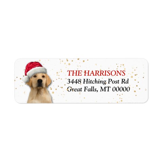 Santa Hat Yellow Labrador Retriever Etiket (Voorkant)