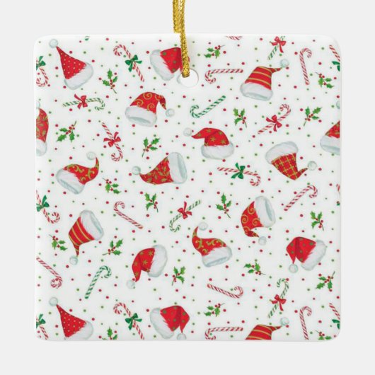 Santa Hats en snoeprietten Keramisch Ornament (Voorkant)