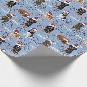 Santa hats Lights Blue Cadeaupapier (Hoek)