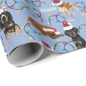 Santa hats Lights Blue Cadeaupapier (Rol Hoek)