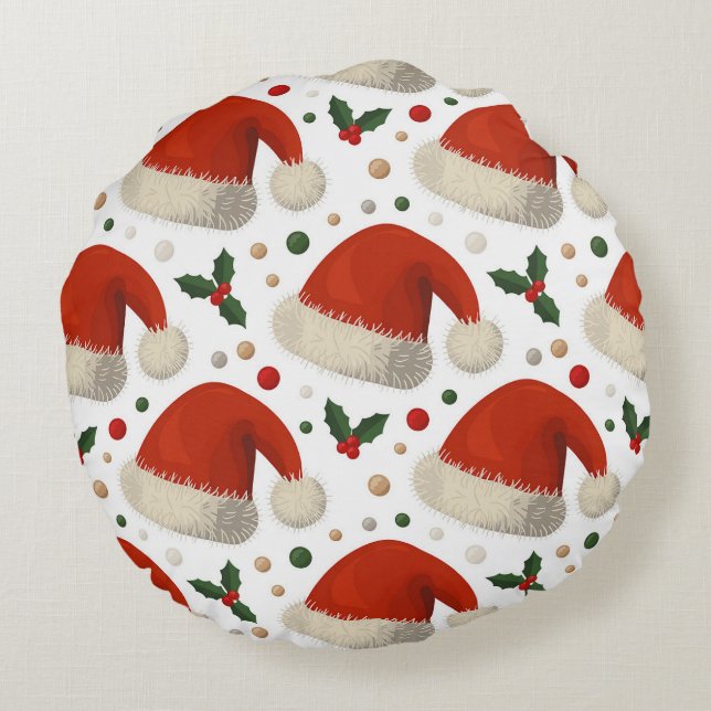 Santa Hats Rond Kussen (Achterkant)