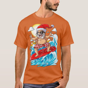 Santa Hawaiian Surfing Kerstzomer Surf Hawai T-shirt