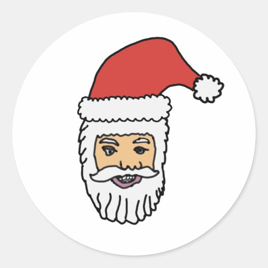 Santa Head Ronde Sticker (Voorkant)