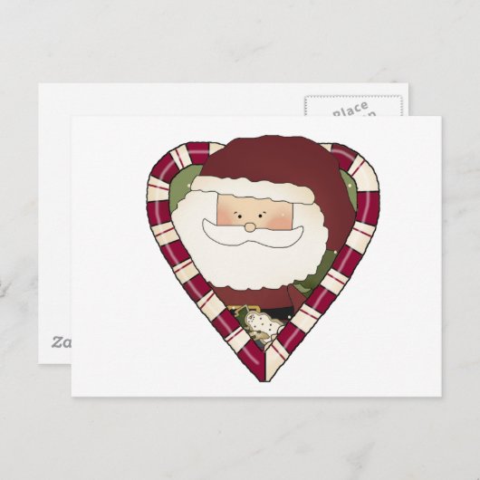 Santa Heart Vakantie Tshirts en geschenken Feestdagenkaart (Voorkant / Achterkant)