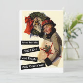 Santa heeft het juiste idee  Funny Holiday Feestdagenkaart (Staand voorkant)