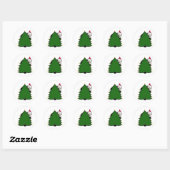 Santa Hides achter kerstboom Ronde Sticker (Vel)