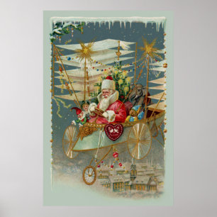 Santa & His Amazing Flying Machine Poster