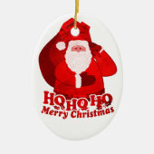 Santa HO HO HO HO uw groet rood & wit ornament (Voorkant)