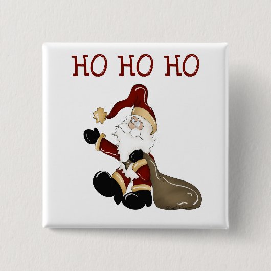 Santa HO HO T-shirts en geschenken Vierkante Button 5,1 Cm (Voorkant)