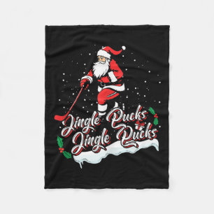 Santa Hockey Speler IJshockey Xmas Sport Kerstmis Fleece Deken