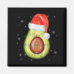 Santa Hoed Avocado Prettig Kerstmis Vegan Pyjama Magneet