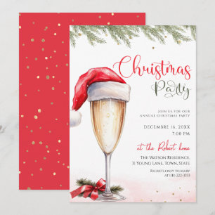 Santa Hoed Cocktail Kerstfeest Kaart