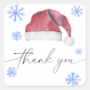 Santa hoed dank u kaart vierkante sticker