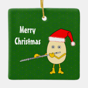 Santa hoed fluit eierkop keramisch ornament
