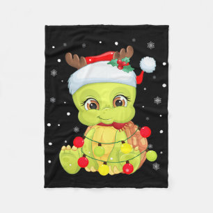 Santa Hoed Schildpad Kerstmis Schildpad Liefhebber Fleece Deken