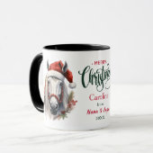 Santa hoed wit paard kerst mok (Voorkant links)