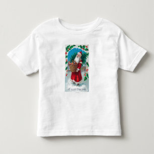 Santa Holding Basket of Toys Scene Kinder Shirts