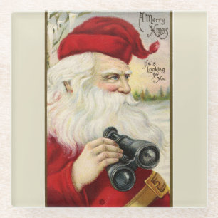 "Santa Holding"-binoculars Glazen Onderzetter