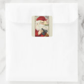  "Santa Holding"-binoculars Vierkante Sticker (Tas)
