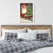 Santa Holding Candlelit Tree Canvas Afdruk (Insitu (Slaapkamer))