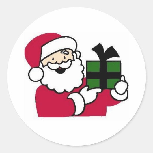Santa Holding Gift Ronde Sticker (Voorkant)