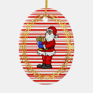 Santa Holding Menorah Chrismukkah Ornament
