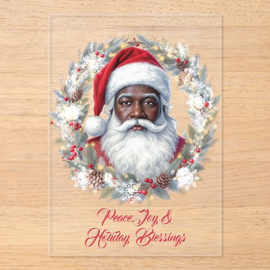 Santa Holiday Blessings Flat Card Acryl Uitnodigingen (Voorkant)
