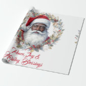 Santa Holiday Blessings Flat Card Cadeaupapier (Uitgerold)