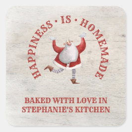 Santa Homemade met liefdeskerstmis Vierkante Sticker