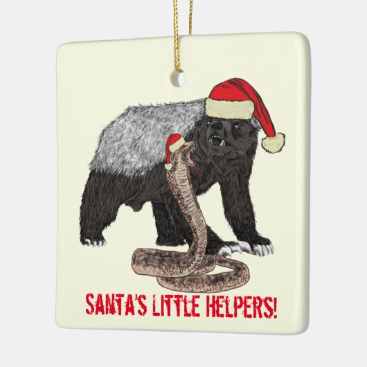 Santa Honey Badger en Snake Funny Irony Keramisch Ornament (Links)